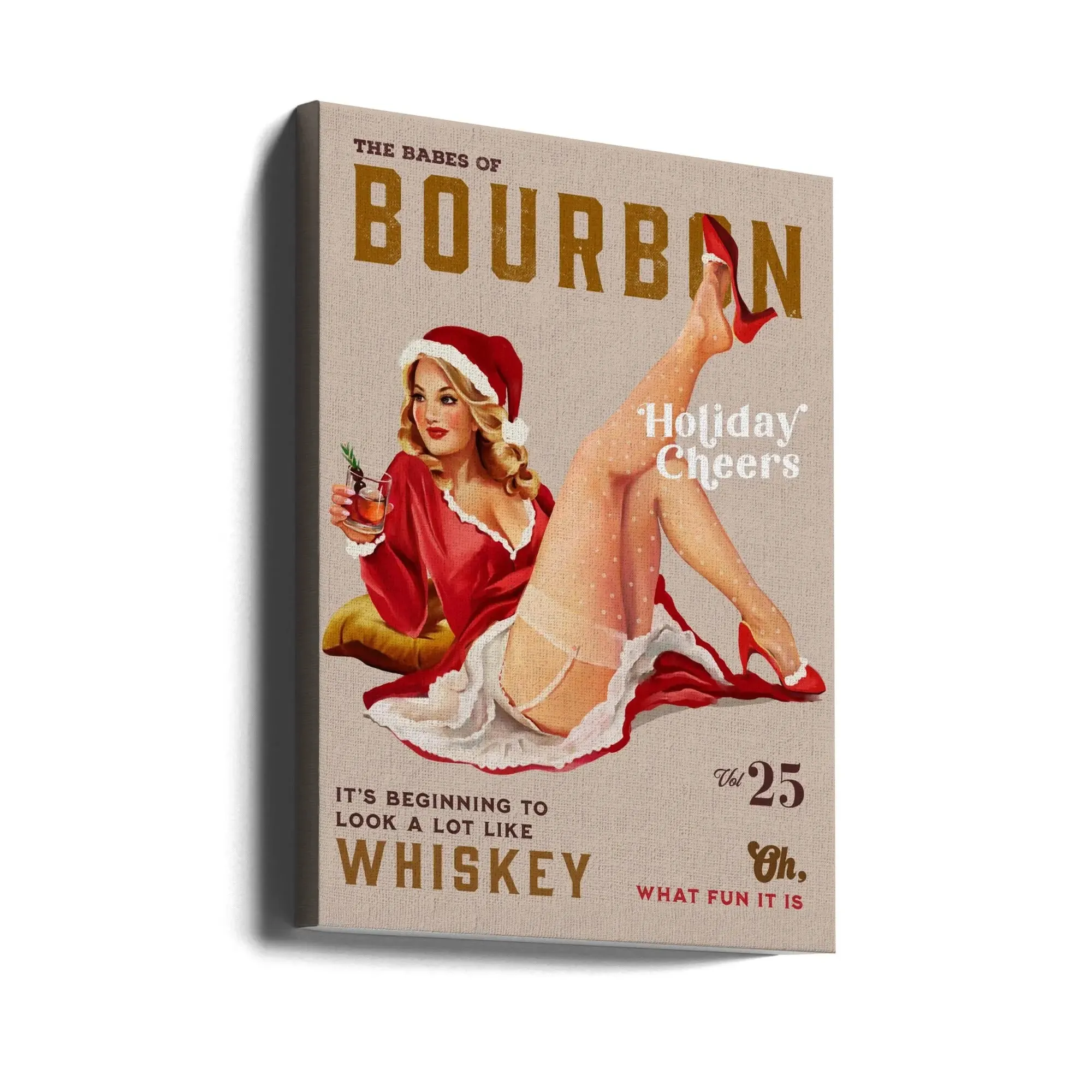 Babes of Bourbon Vol 25 Holiday Cheer Christmas Pinup - Stretched Canvas, Poster or Fine Art Print