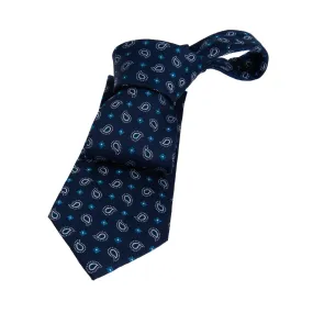 Bar Harbor Paisley Silk Tie, Navy / Turquoise / Silver