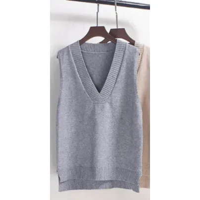 Basic V-Neck Knit Sweater Vest