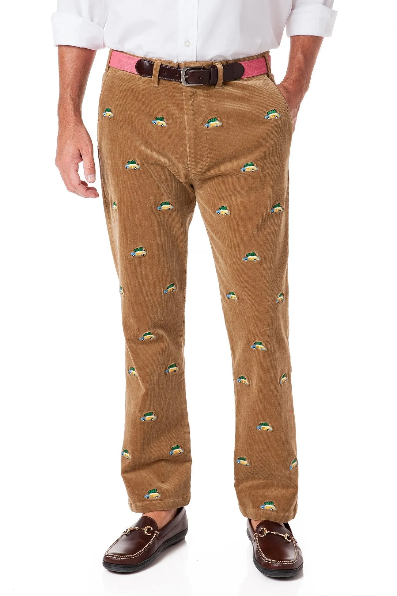 Beachcomber Cord Pant Khaki With Woody & Xmas Tree