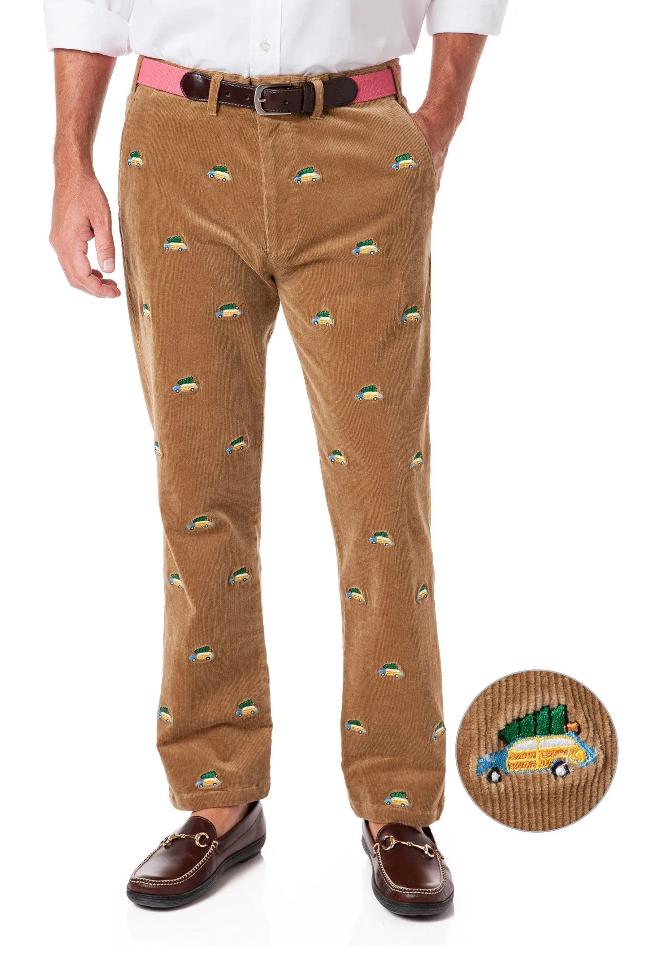 Beachcomber Cord Pant Khaki With Woody & Xmas Tree