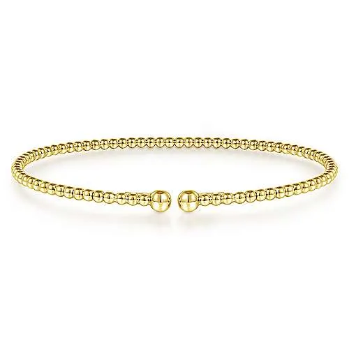 Beaded Yellow Gold Bangle Bracelet