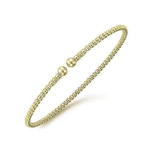 Beaded Yellow Gold Bangle Bracelet