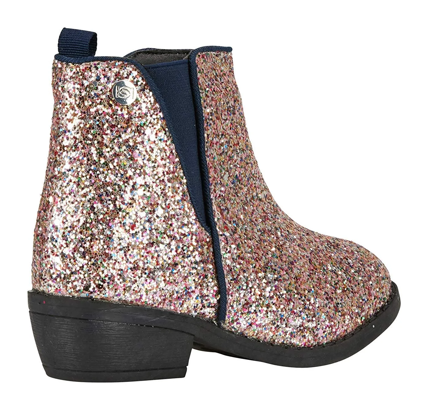 bebe Girls Chunky Glitter Ankle Boots with Elastic Gusset Dress Fashion Shoes