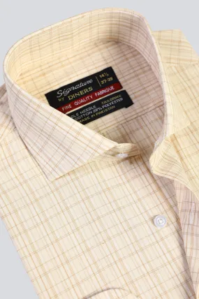 Beige Tattersall Check Formal Shirt