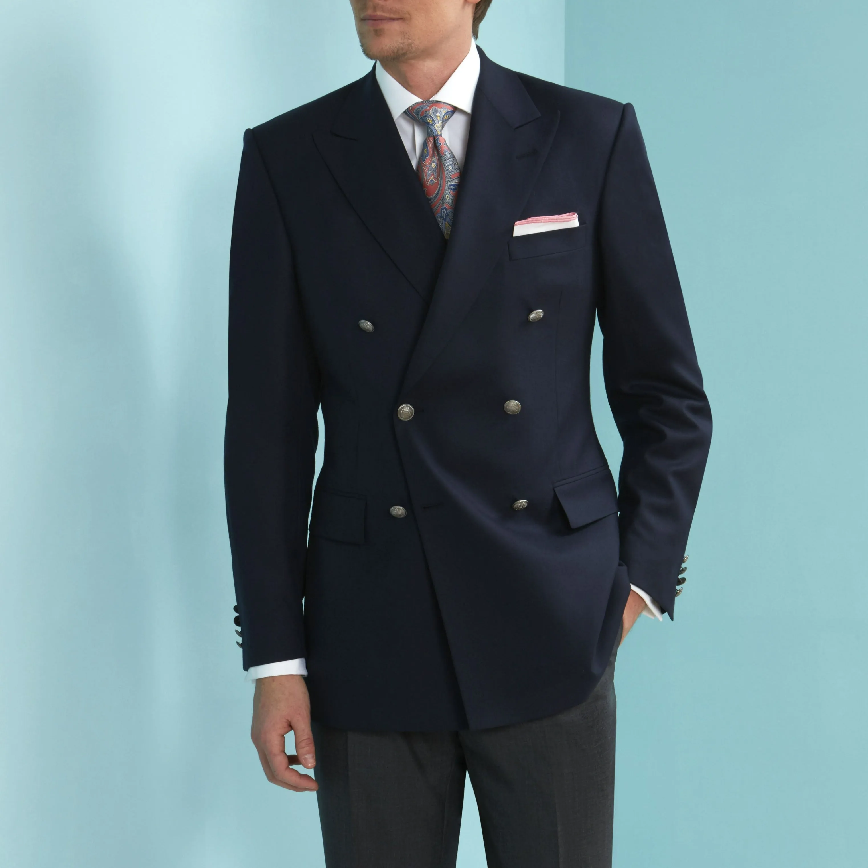 Belgrave Navy Double Breasted Wool Blazer