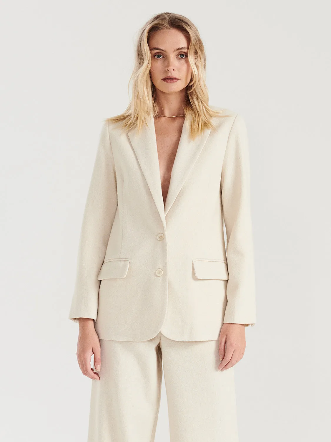 Bella Woven Blazer - Bone