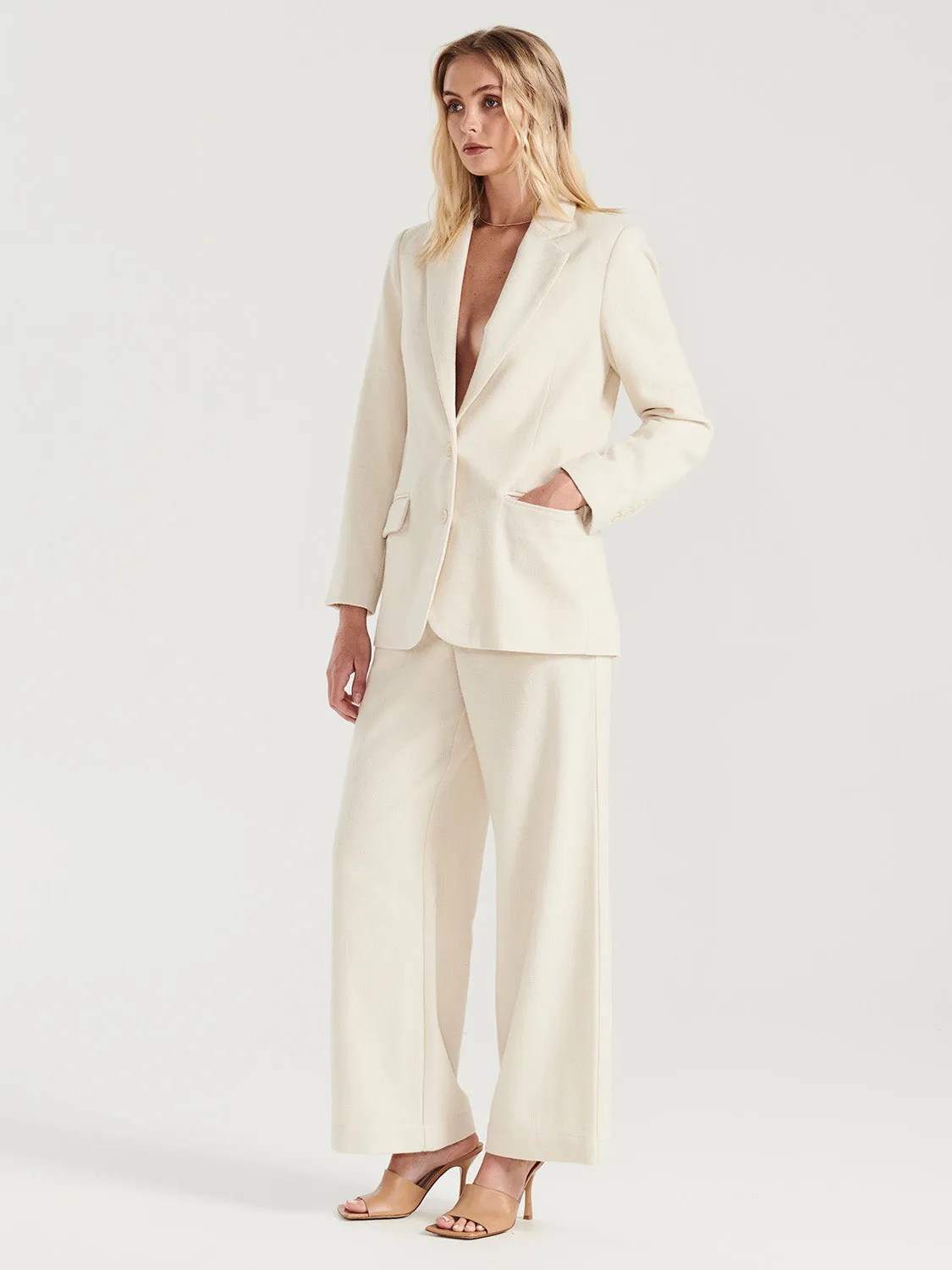 Bella Woven Blazer - Bone