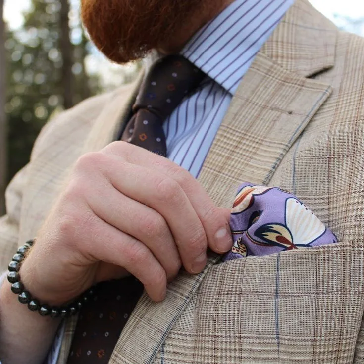 Bennington Foulard Silk Tie, Brown / Navy / Orange