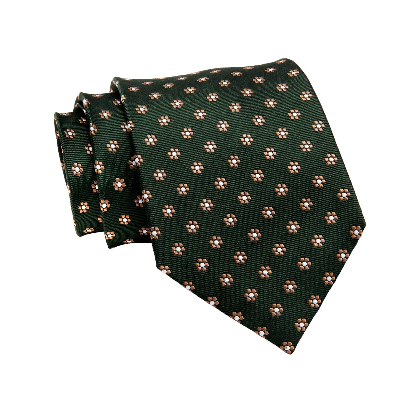 Beverly Foulard Silk Tie, Olive Green / Brown