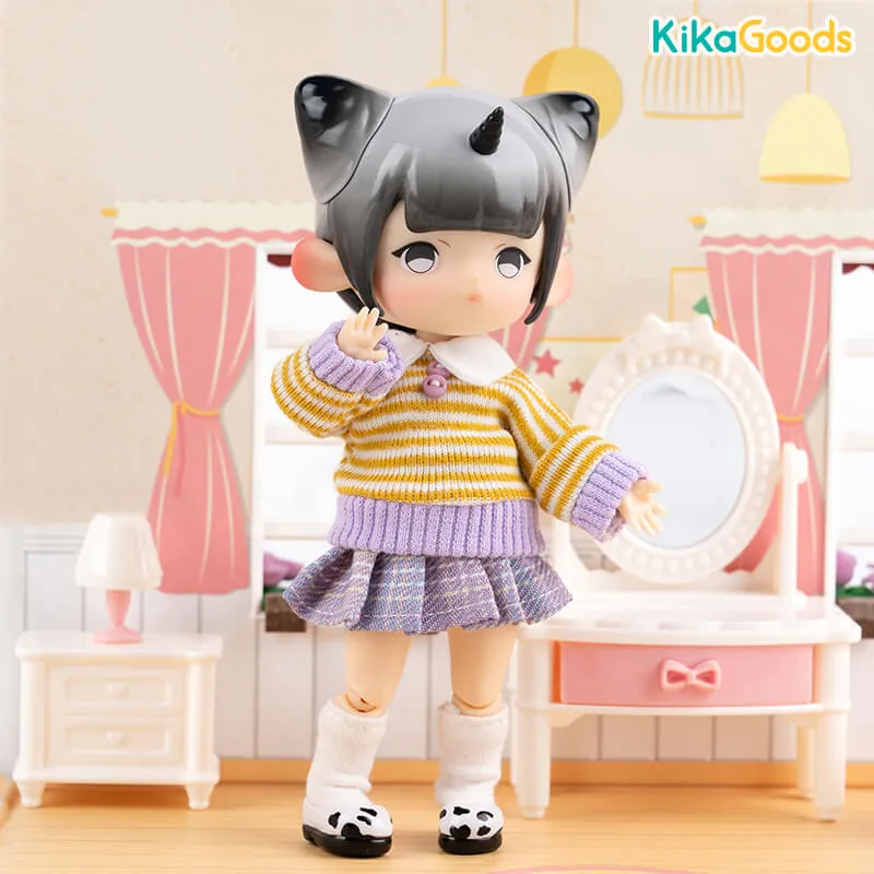 BJD Figure Clothes Patchwork Sweater Skirt Suit