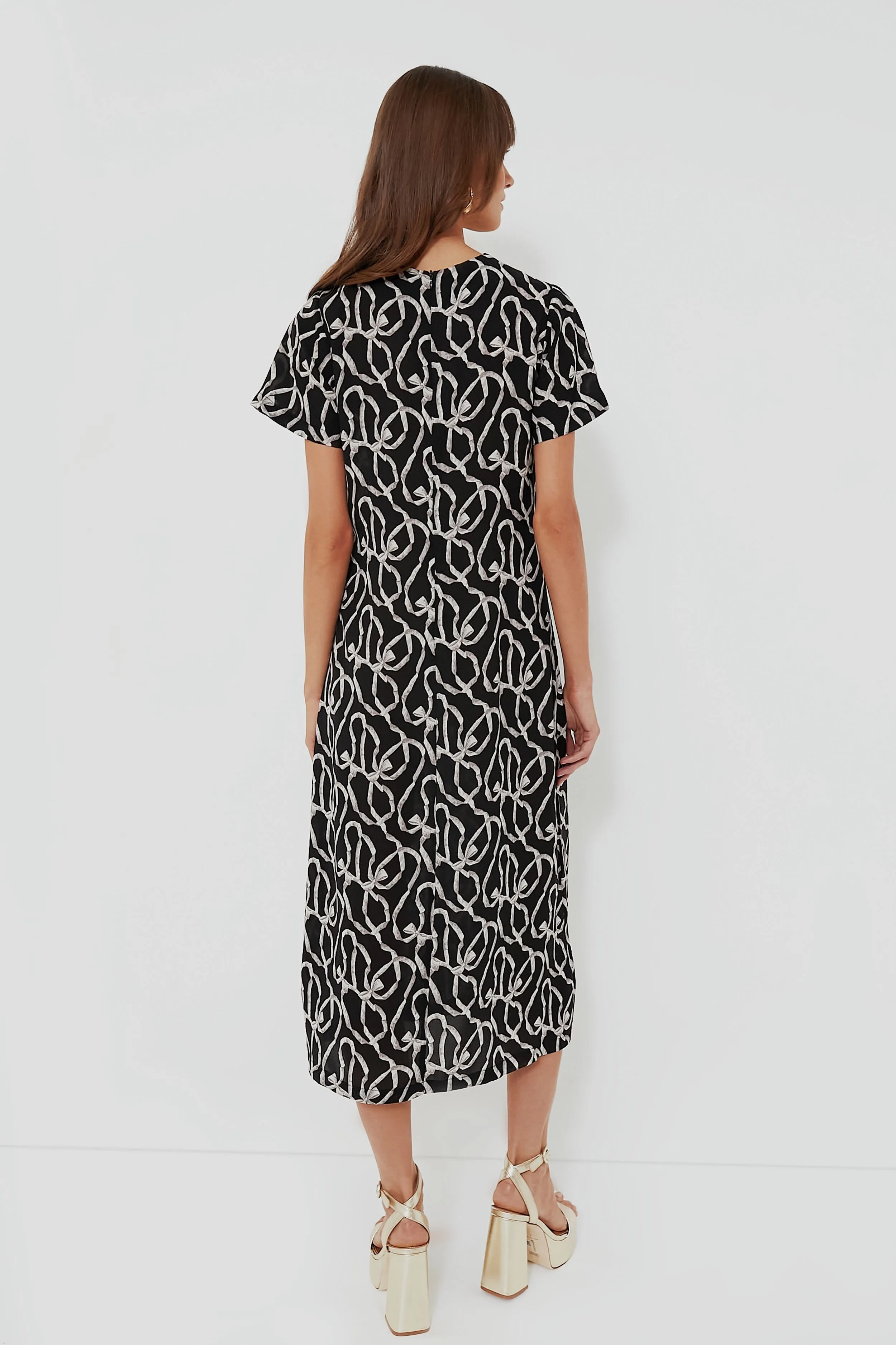 Black Bow Print Rowan Maxi Dress