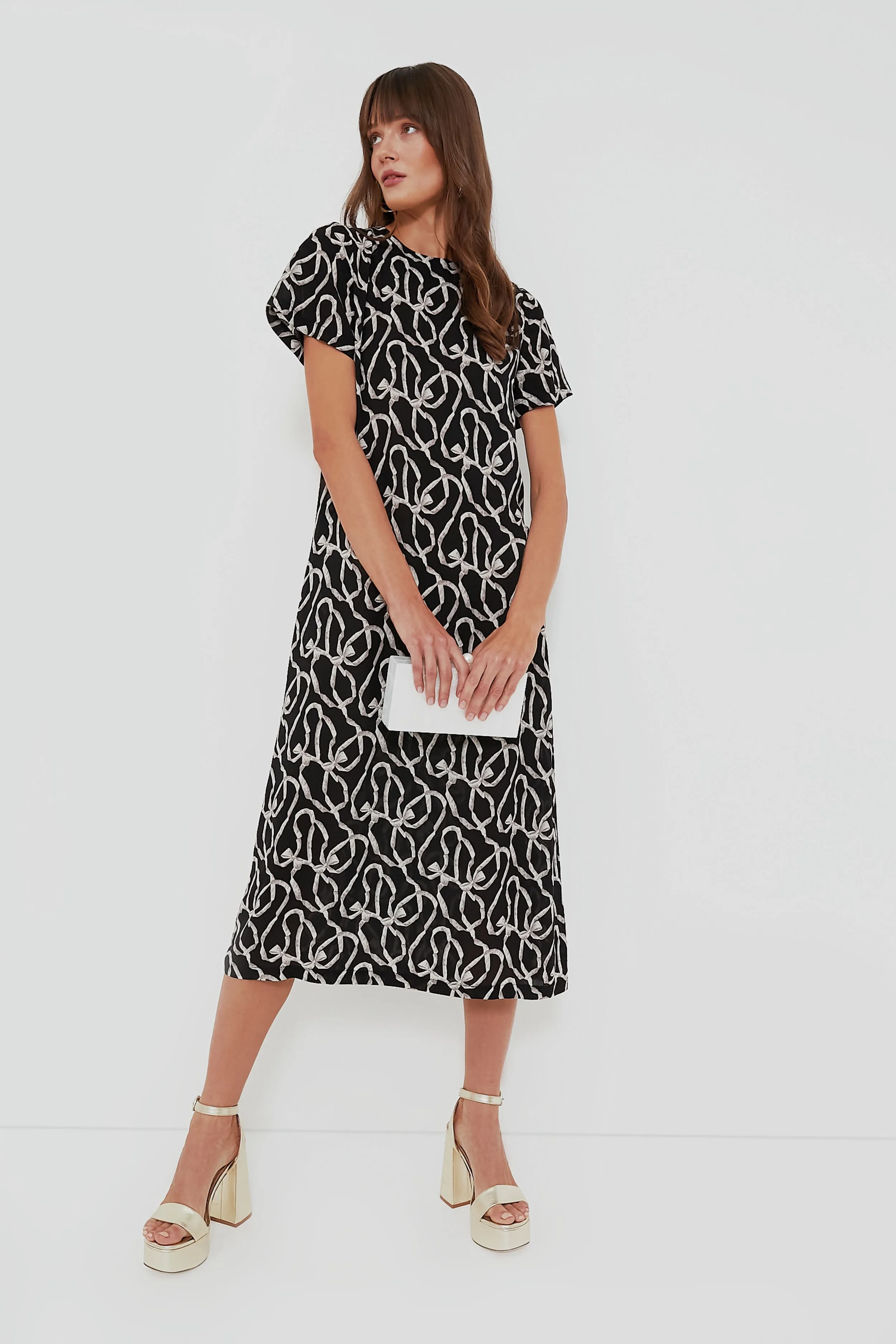 Black Bow Print Rowan Maxi Dress