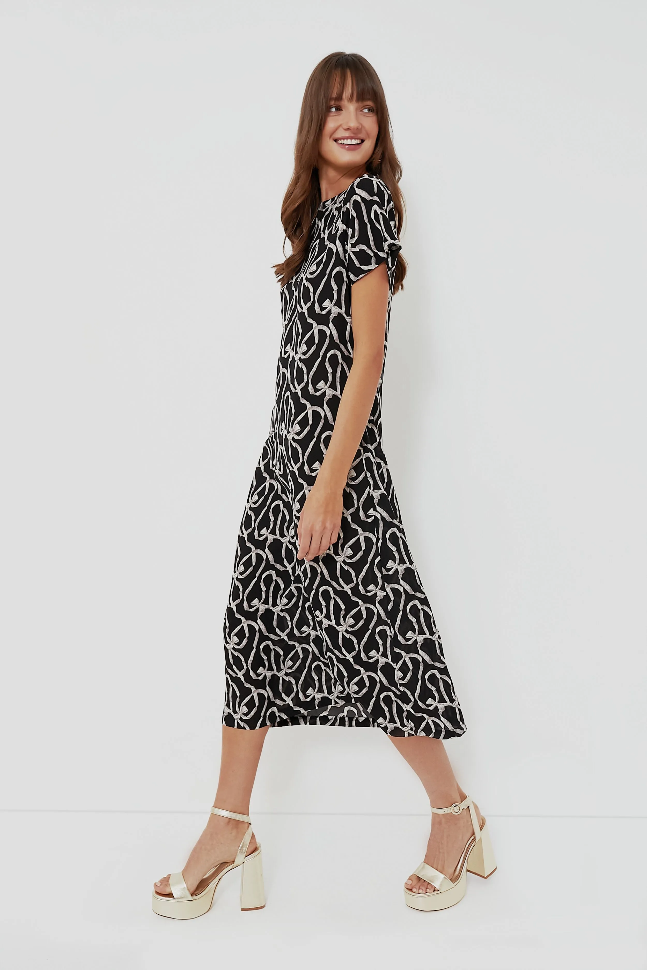 Black Bow Print Rowan Maxi Dress