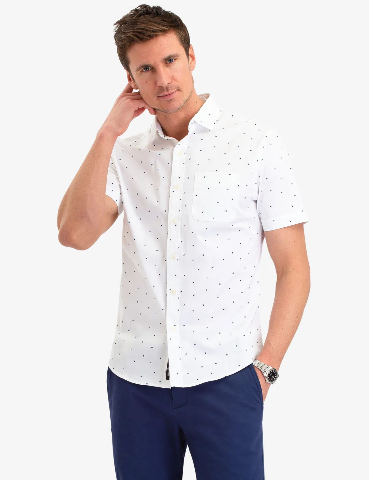 BLACK MALLET DOT PRINT SHORT SLEEVE SHIRT