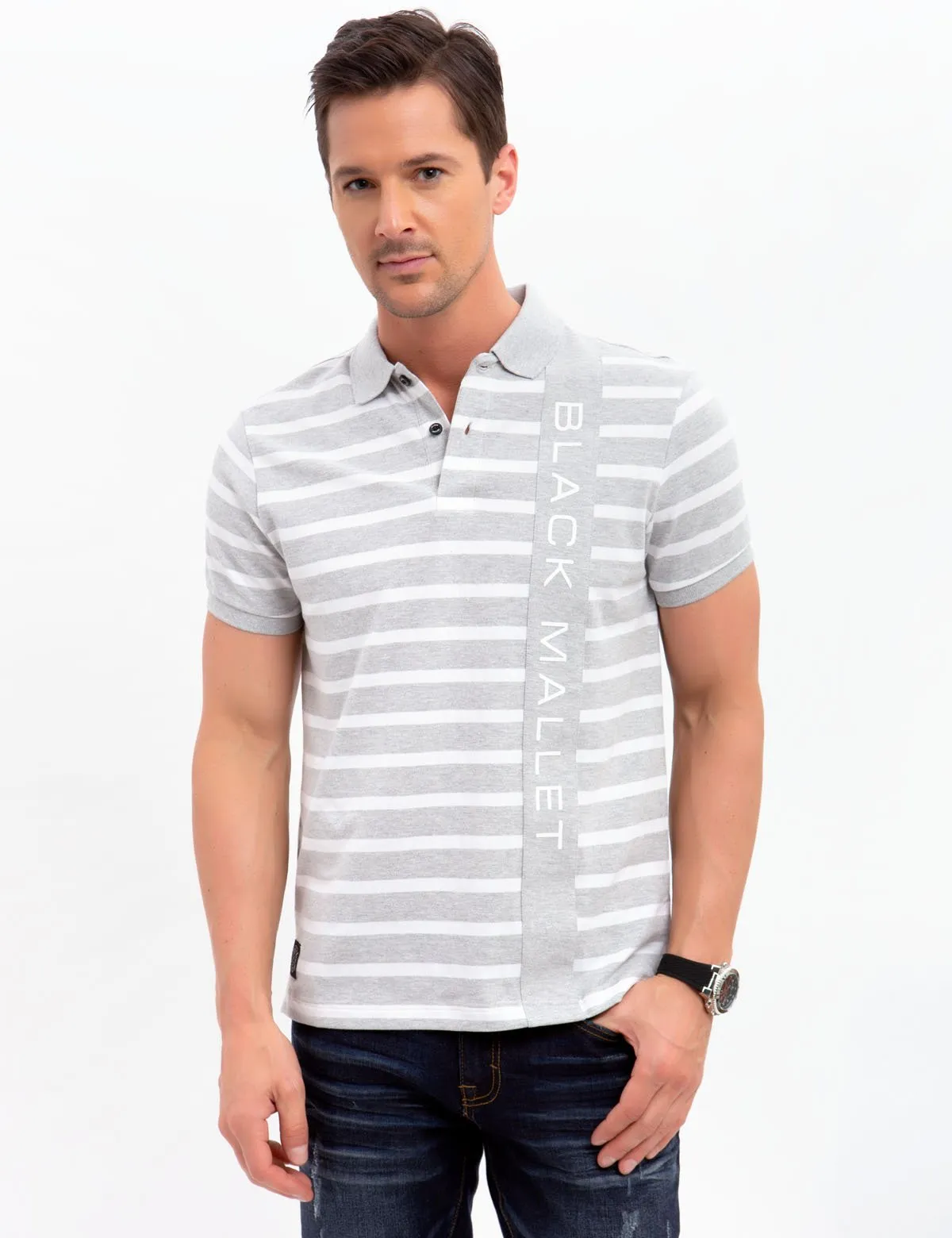 BLACK MALLET STRIPED POLO SHIRT