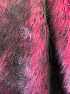 Black / Pink Thick Heavy Fake Animal Fur Shaggy Long Pile 60" Width Faux Fur Fabric