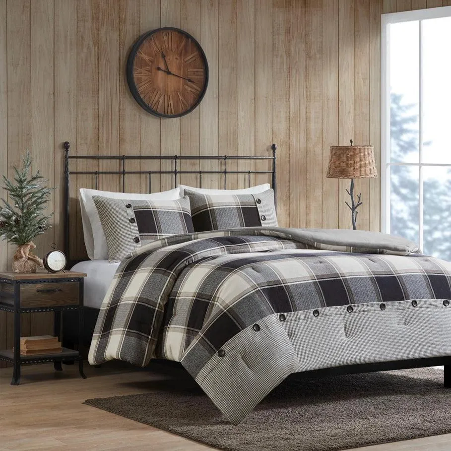 Black Plaid Lodge Comforter Duvet Set