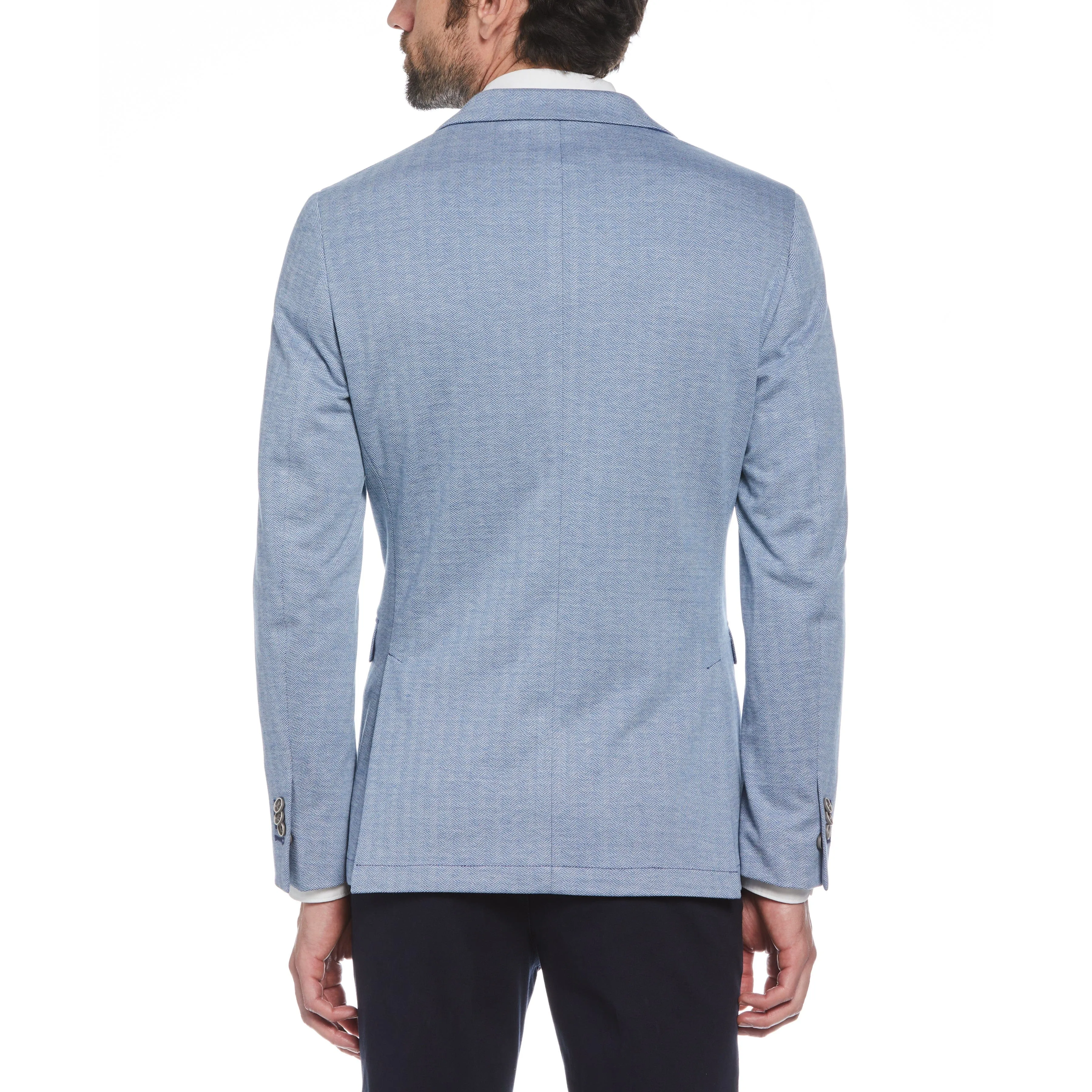 Blue Herringbone Knit Blazer