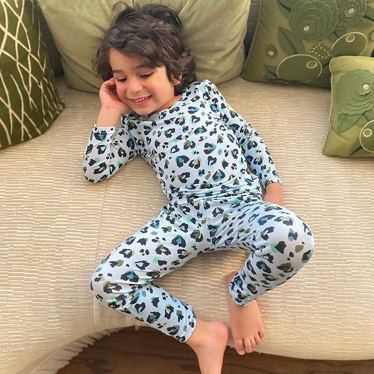 Blue Leopard Kids Bamboo Pajamas