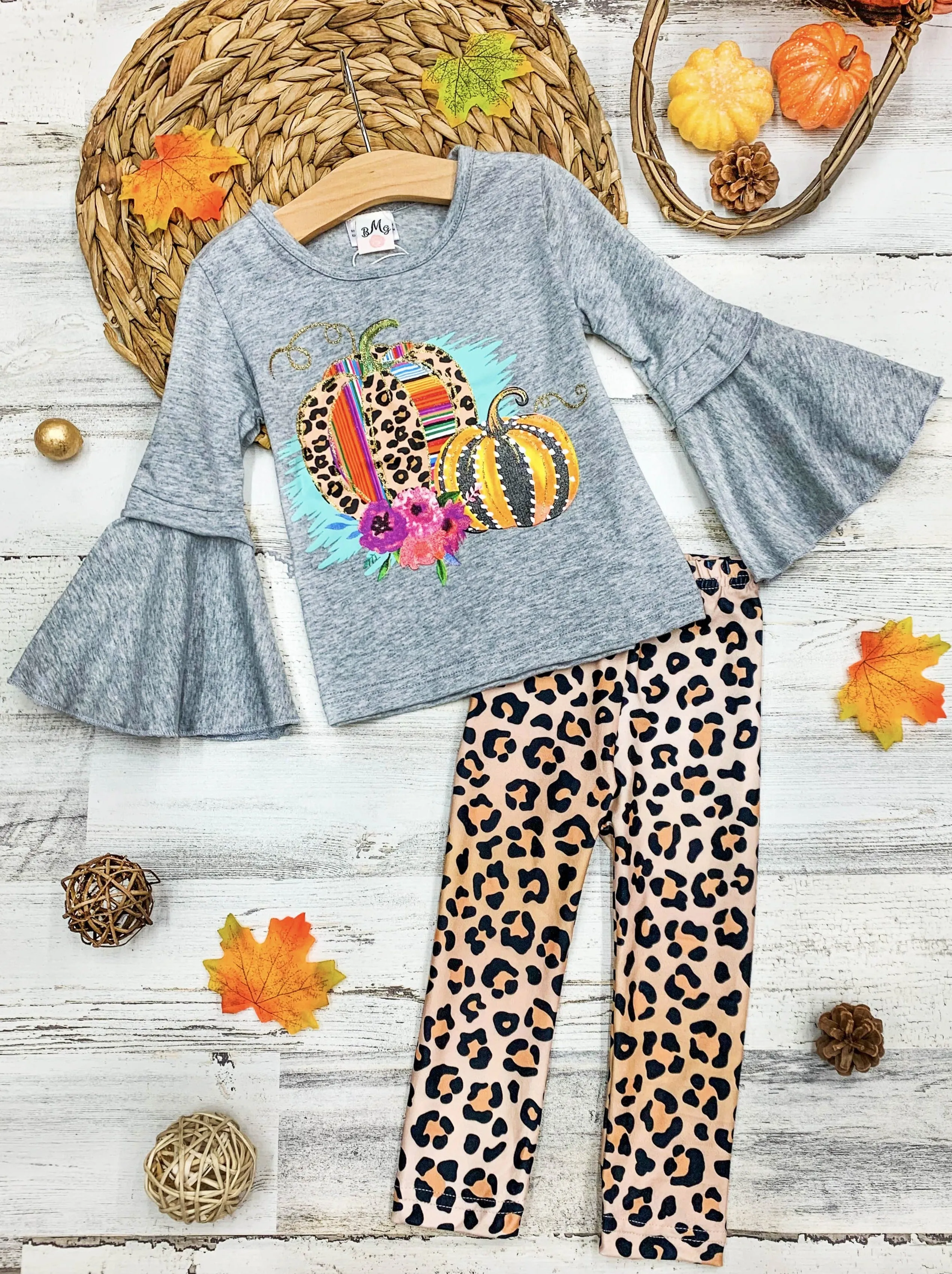 Boho Pumpkin Leopard Legging Set