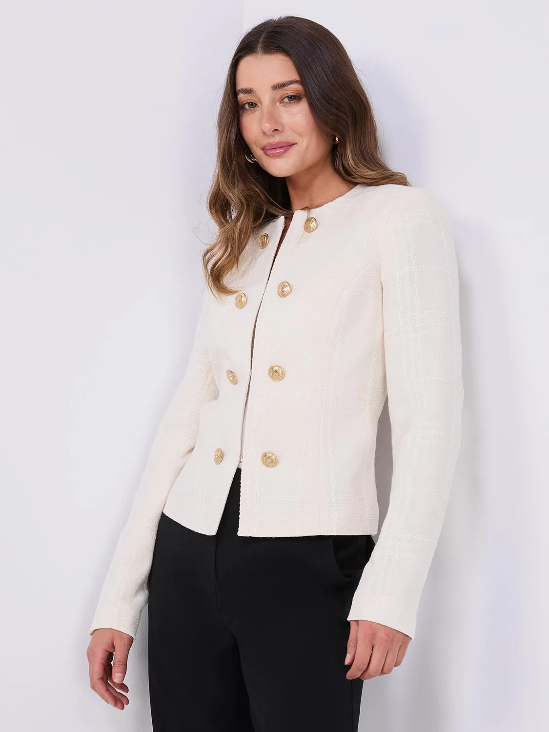 Boucle Blazer With Gold Buttons