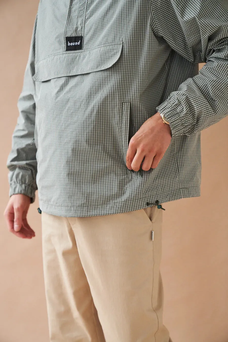 bound 'Hessle' Check Smock - Olive Green