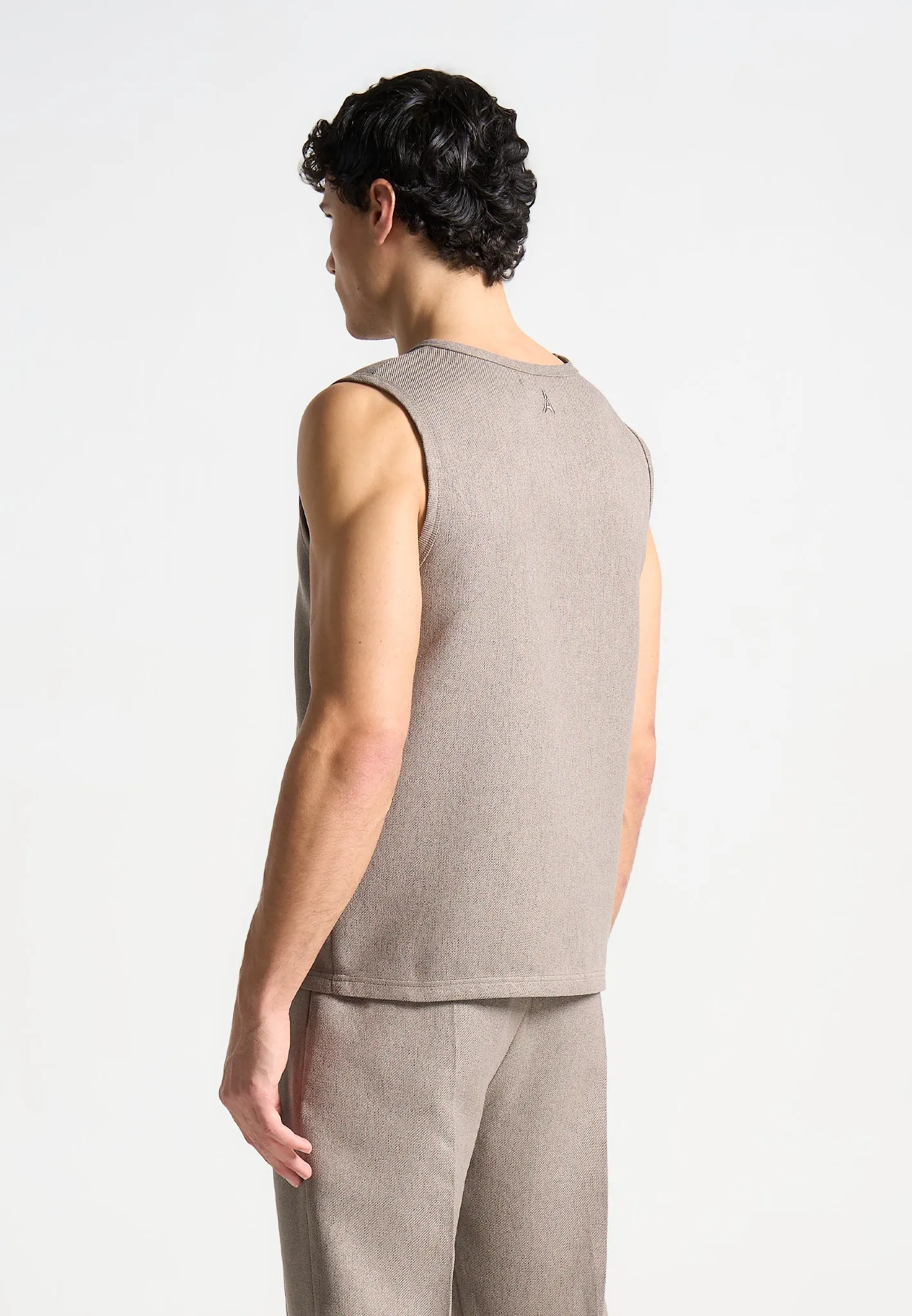 Boxy Textured Vest - Taupe