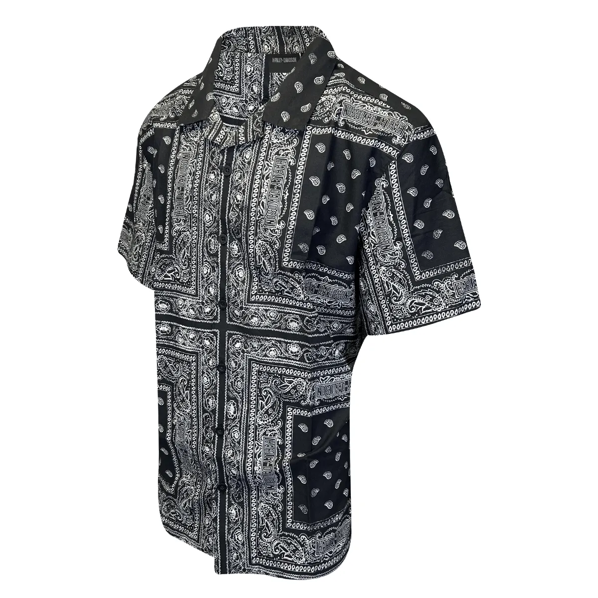 Branded  Men's Black Beauty Print Shirt Bandana Short Sleeve (S65)