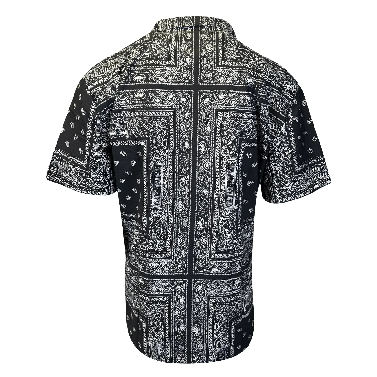 Branded  Men's Black Beauty Print Shirt Bandana Short Sleeve (S65)