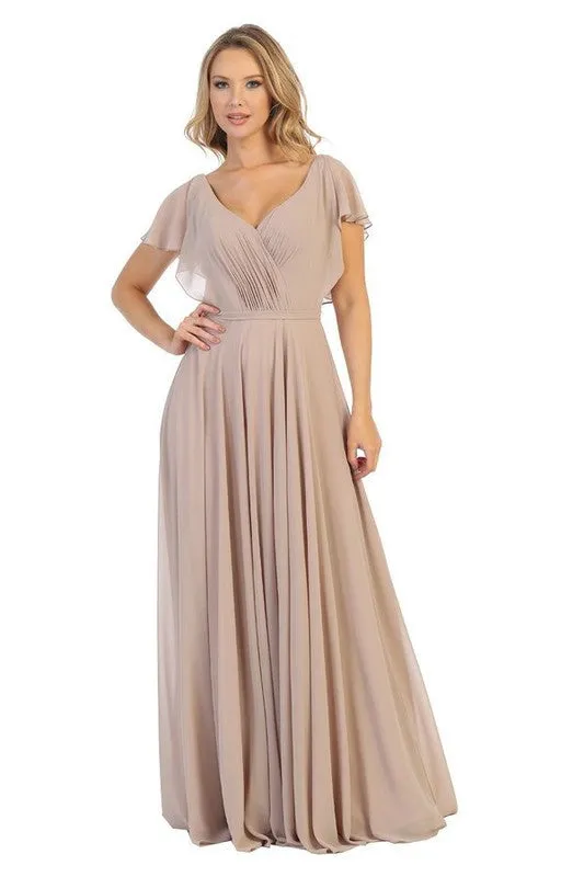 Bridesmaid Formal Prom Dress Butterfly shoulder