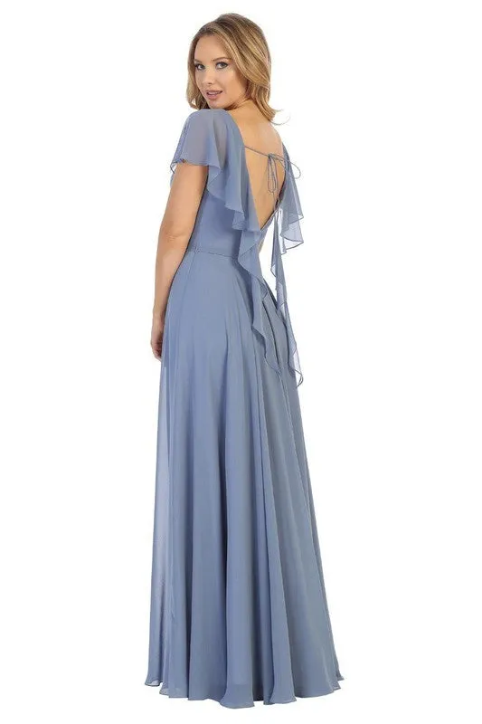 Bridesmaid Formal Prom Dress Butterfly shoulder