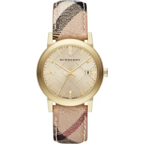 Burberry BU9026 The City Haymarket Check Yellow Gold 38mm Watch