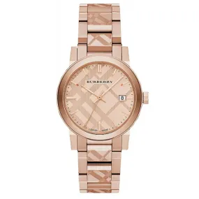 Burberry BU9039 The City Engraved Check Rose Gold 38mm Watch