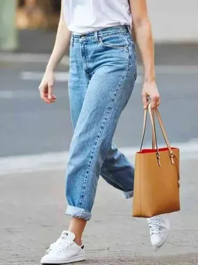 Buttoned Cropped Jeans