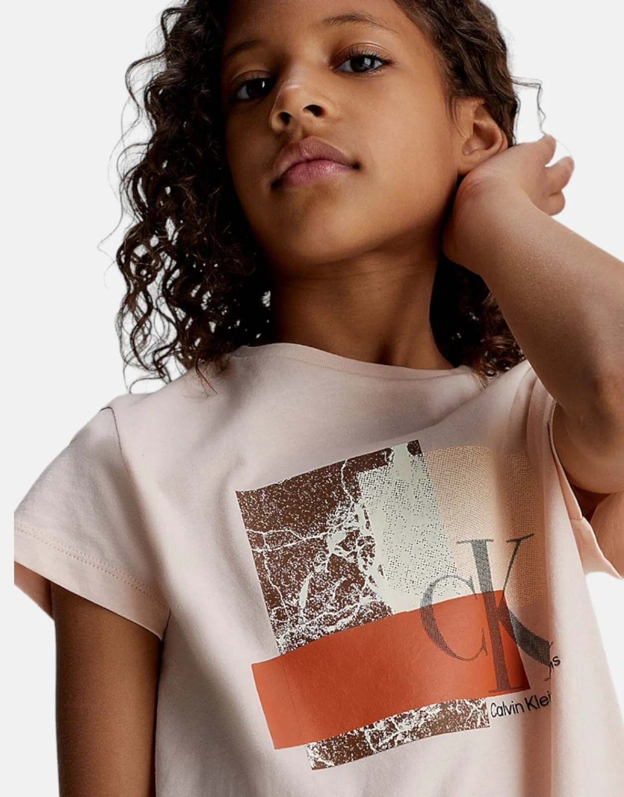 Calvin Klein Kids Layered Monogram Boxy Pink T-Shirt