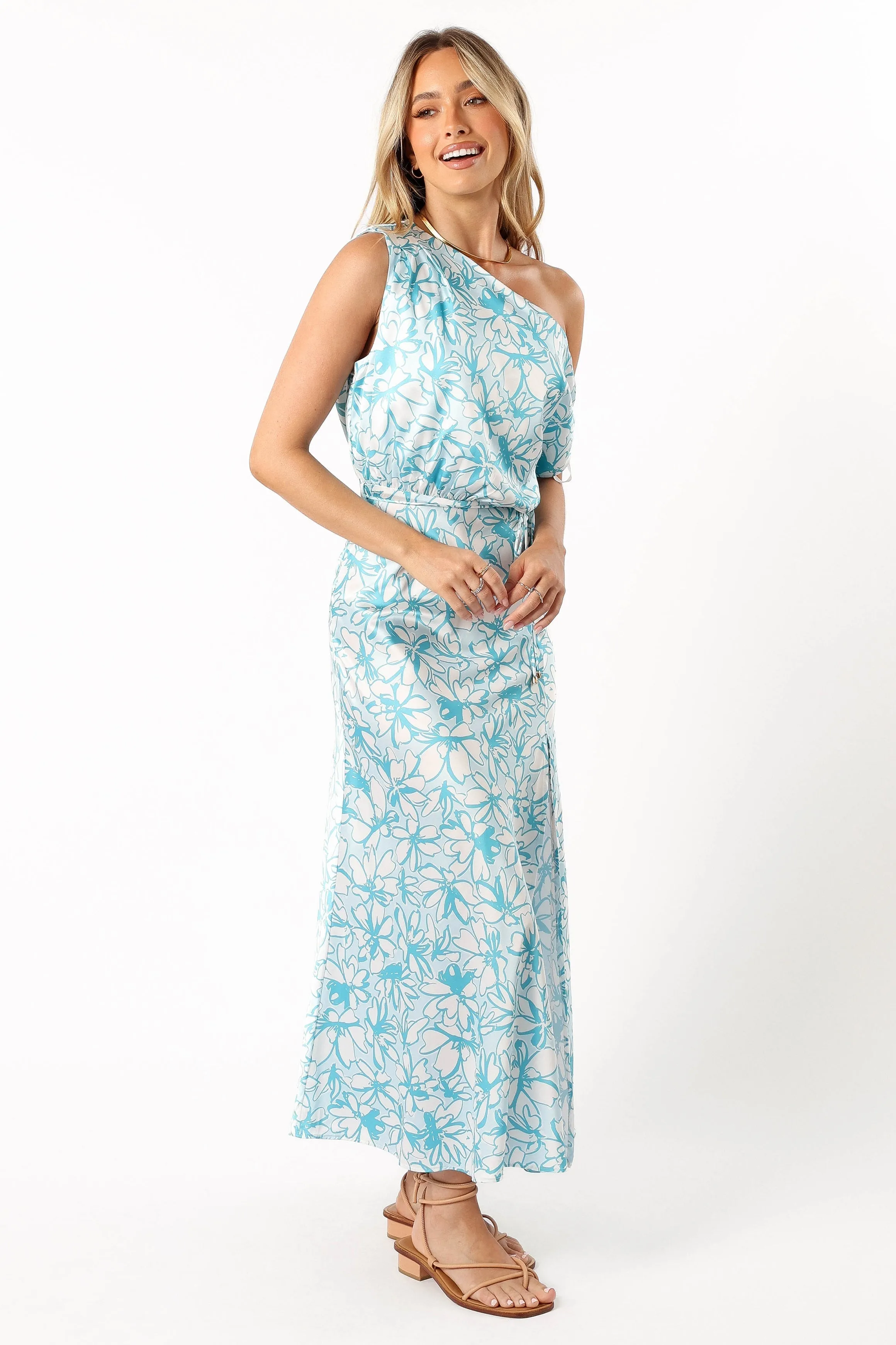 Camden Off Shoulder Maxi Dress - Blue Floral