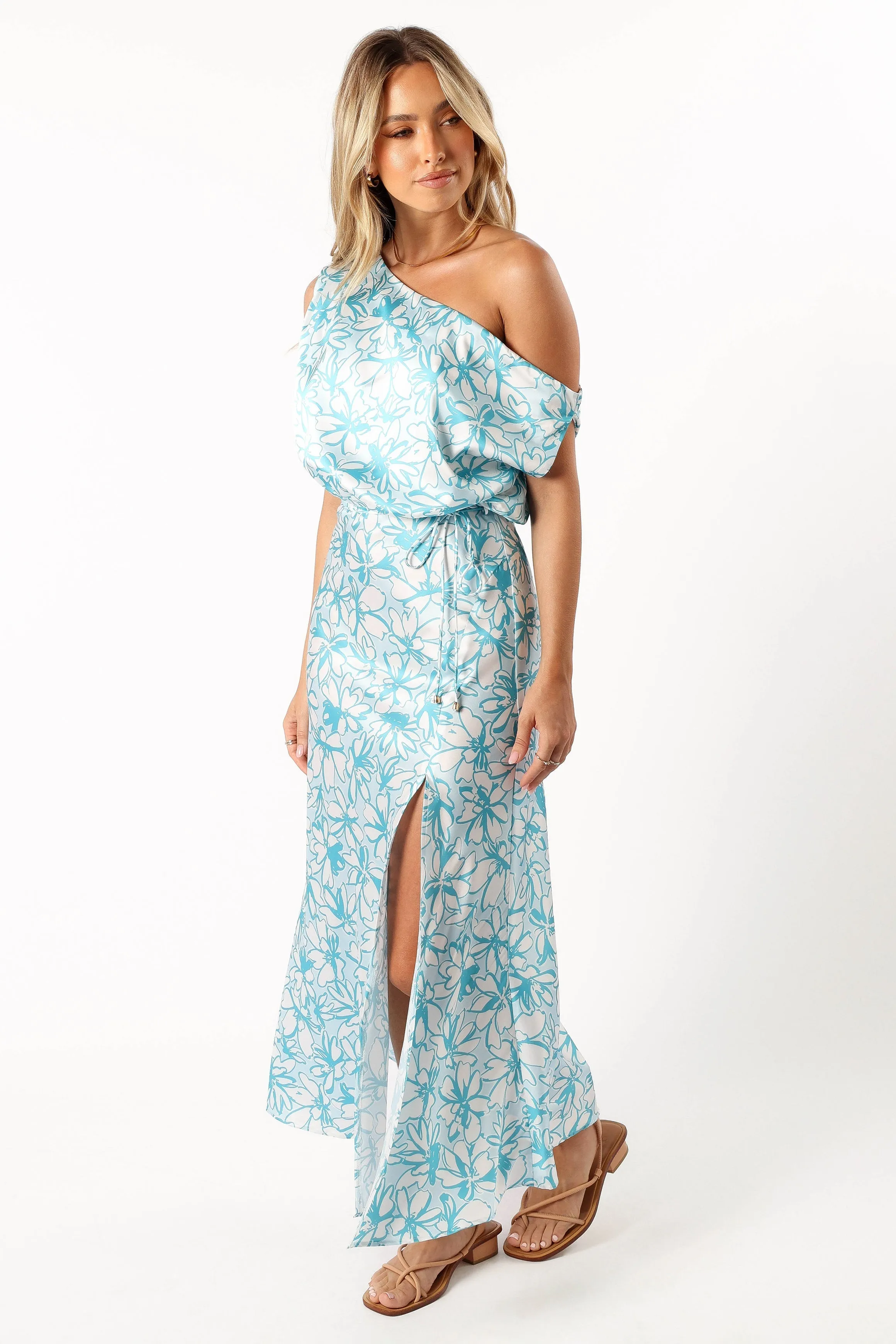 Camden Off Shoulder Maxi Dress - Blue Floral