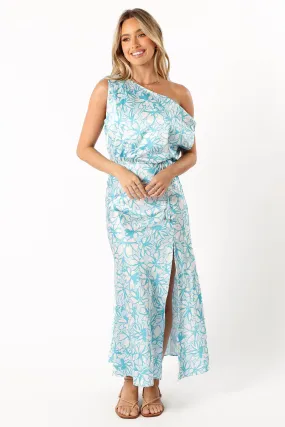 Camden Off Shoulder Maxi Dress - Blue Floral