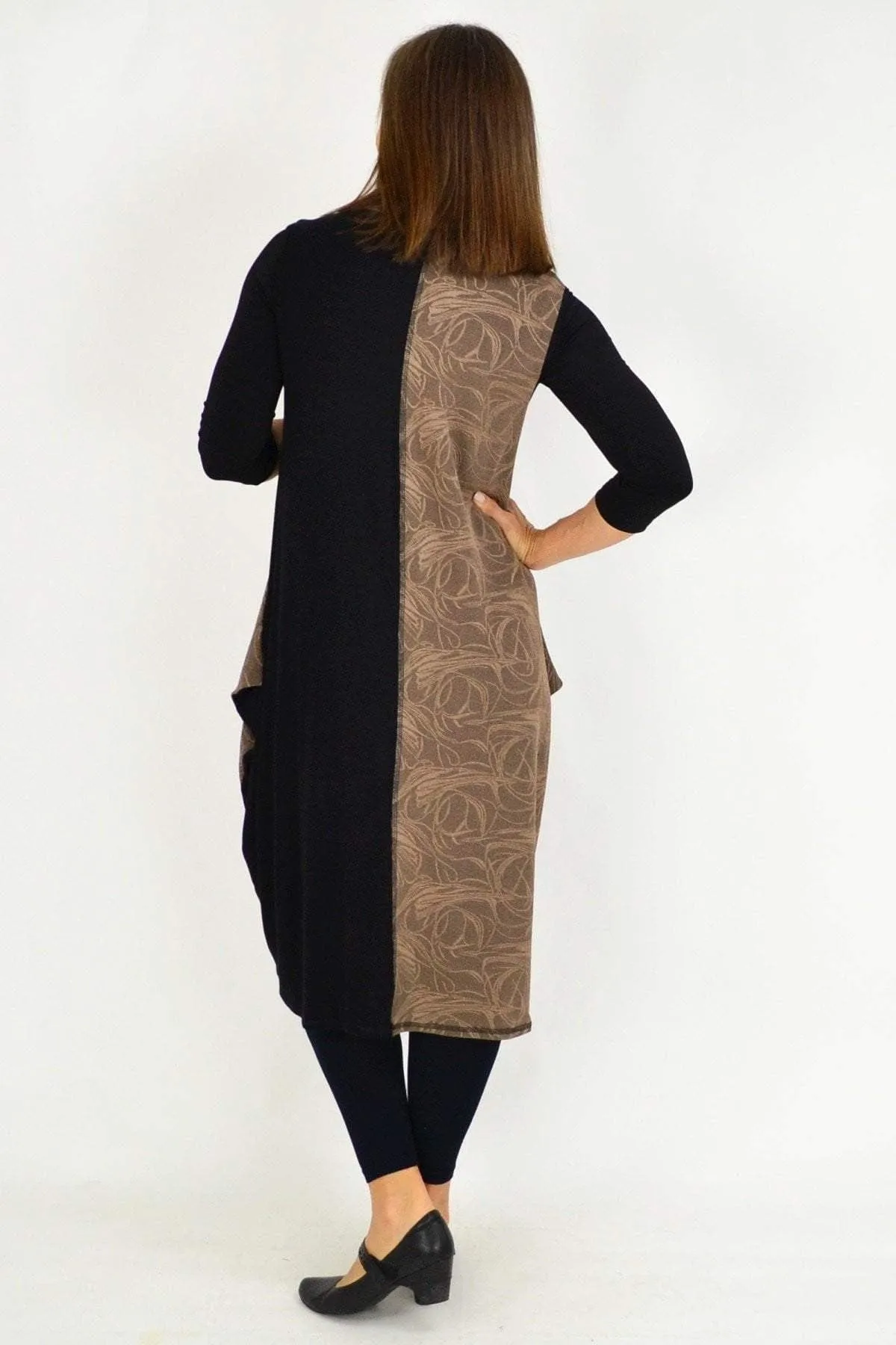 Camel Swirl Sleeveless Winter Tunic Dress