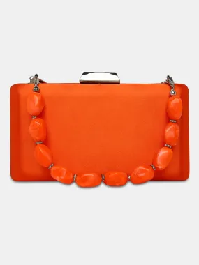 Caprese Hazel Bead Clutch Small Orange