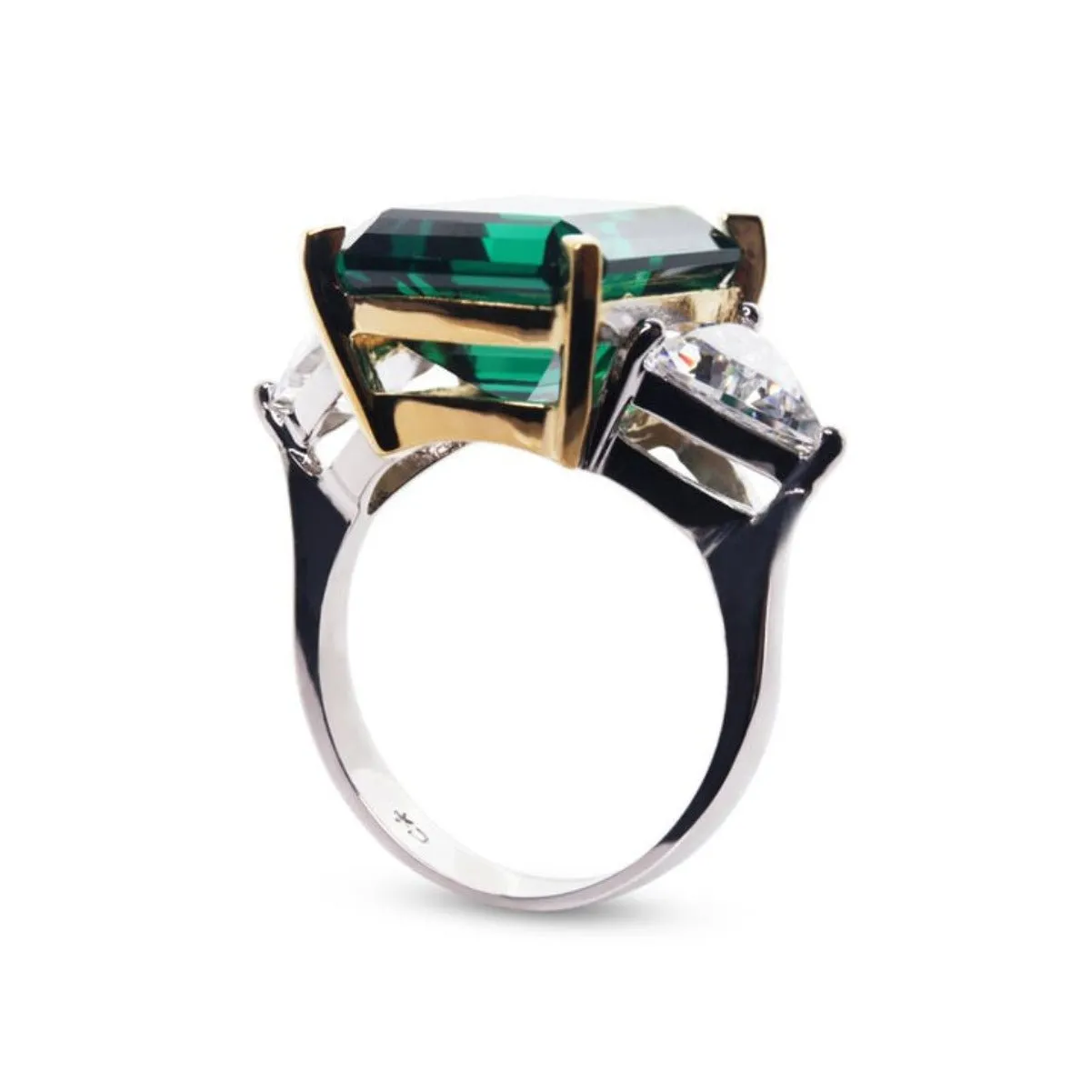 CARAT* London Adila Cocktail Ring Emerald Green