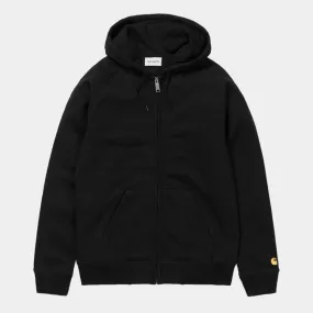 Carhartt WIP Hooded Chase Fleece Jacket Black - Gold