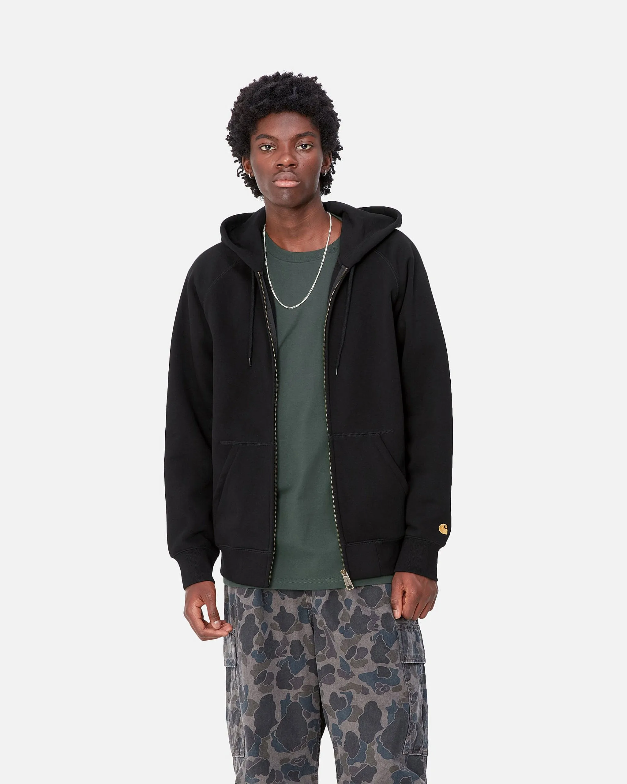 Carhartt WIP Hooded Chase Jacket - Black / Gold