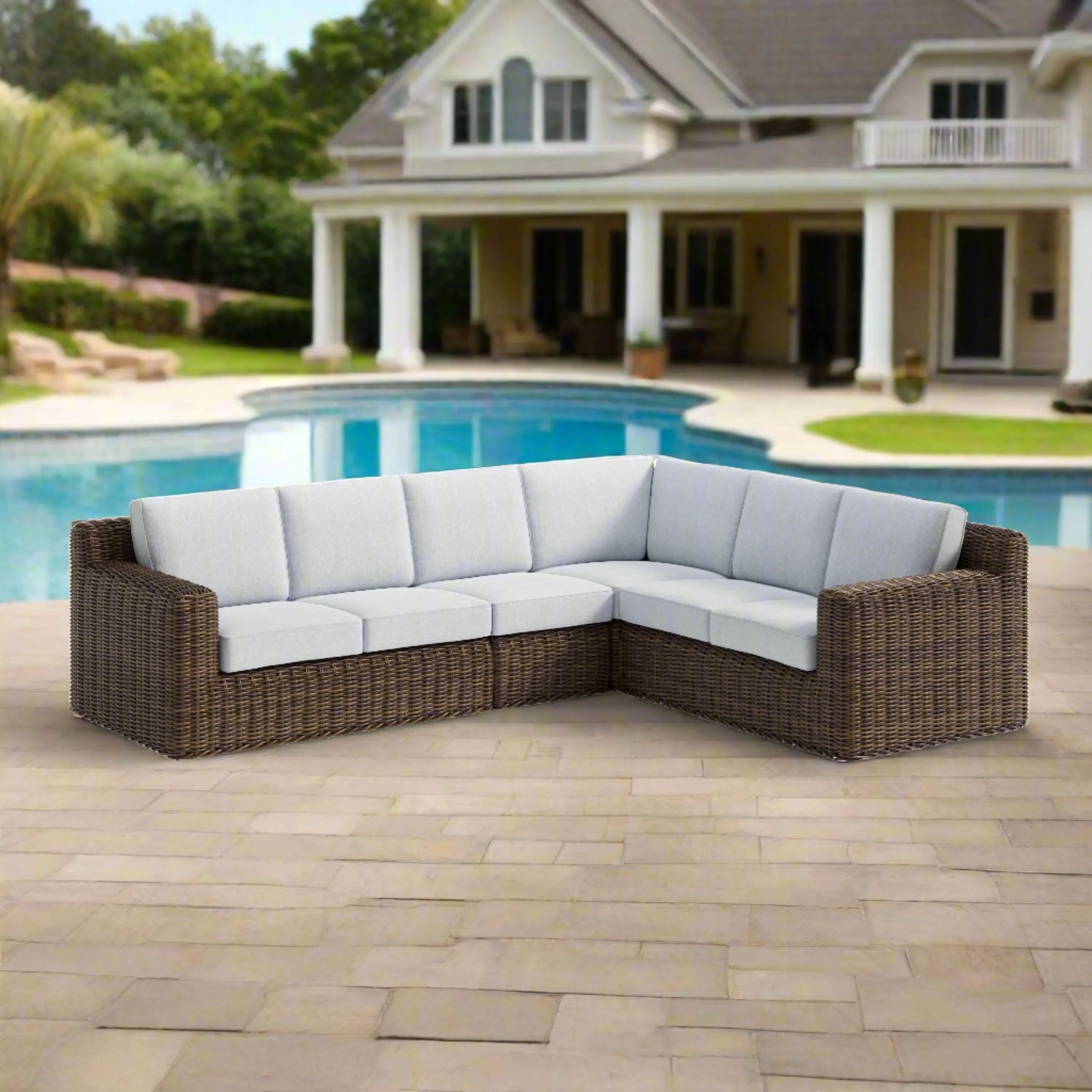 Carmel Brown Outdoor Sectional with LUX Heavy Weave