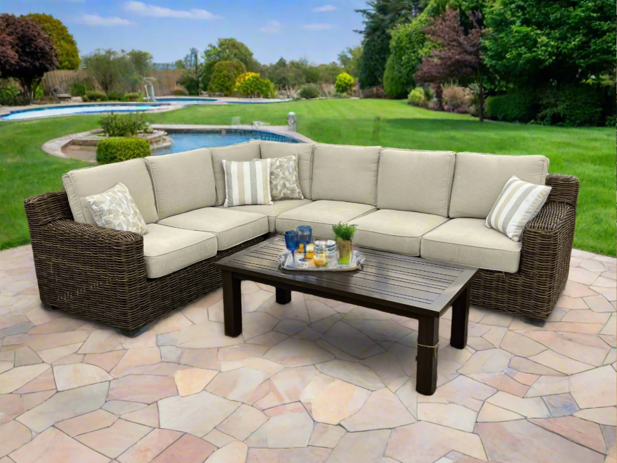 Carmel Brown Outdoor Sectional with LUX Heavy Weave