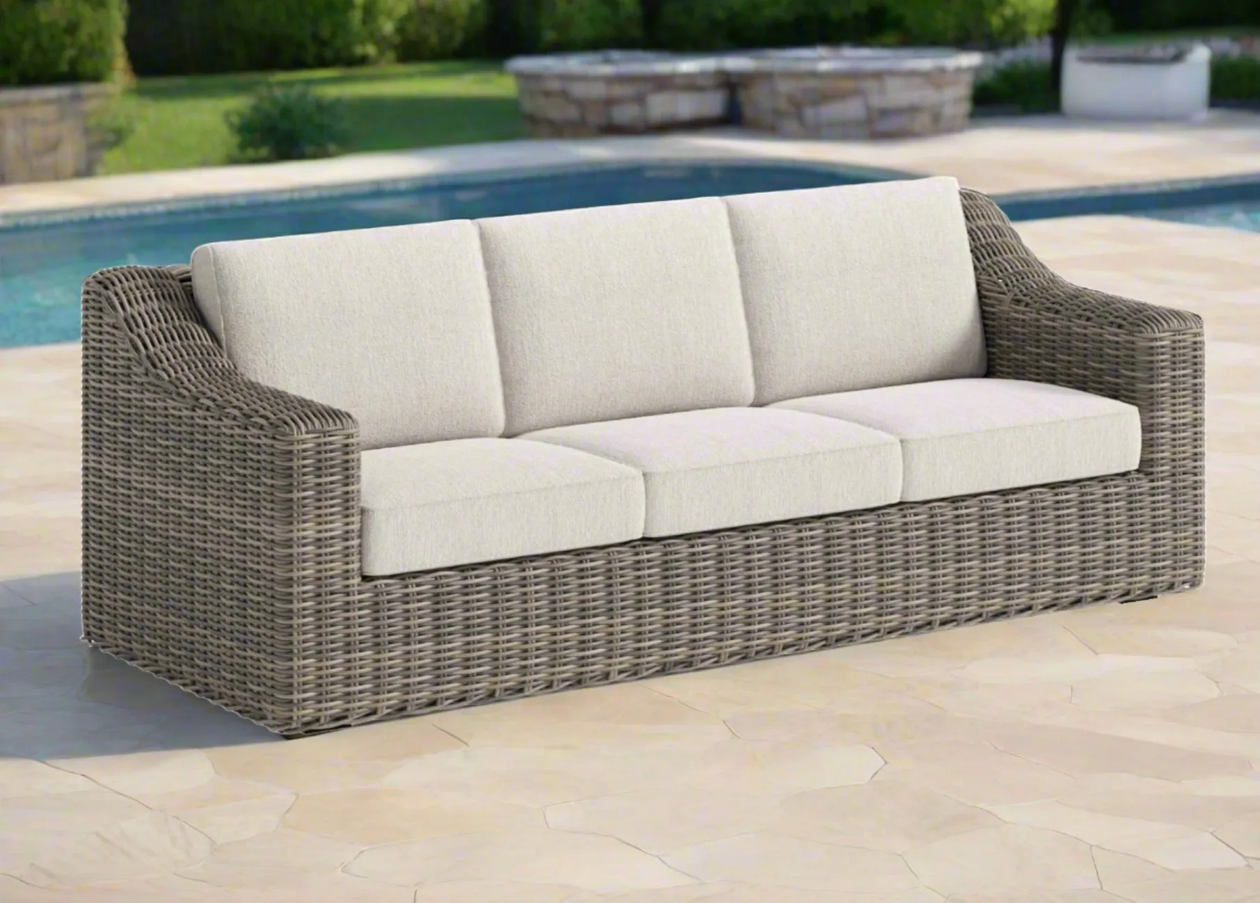 Carmel Natural 87" Outdoor Sofa with LUX Heavy Weave