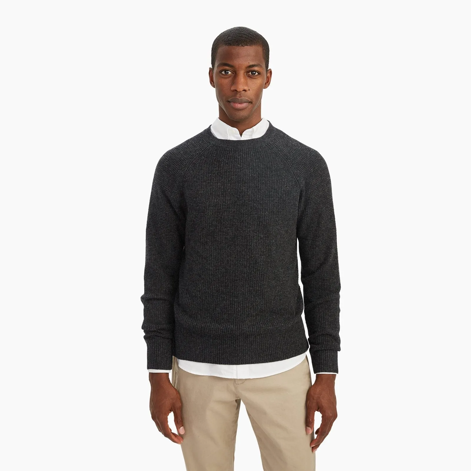 Cashmere Waffle Crewneck Sweater