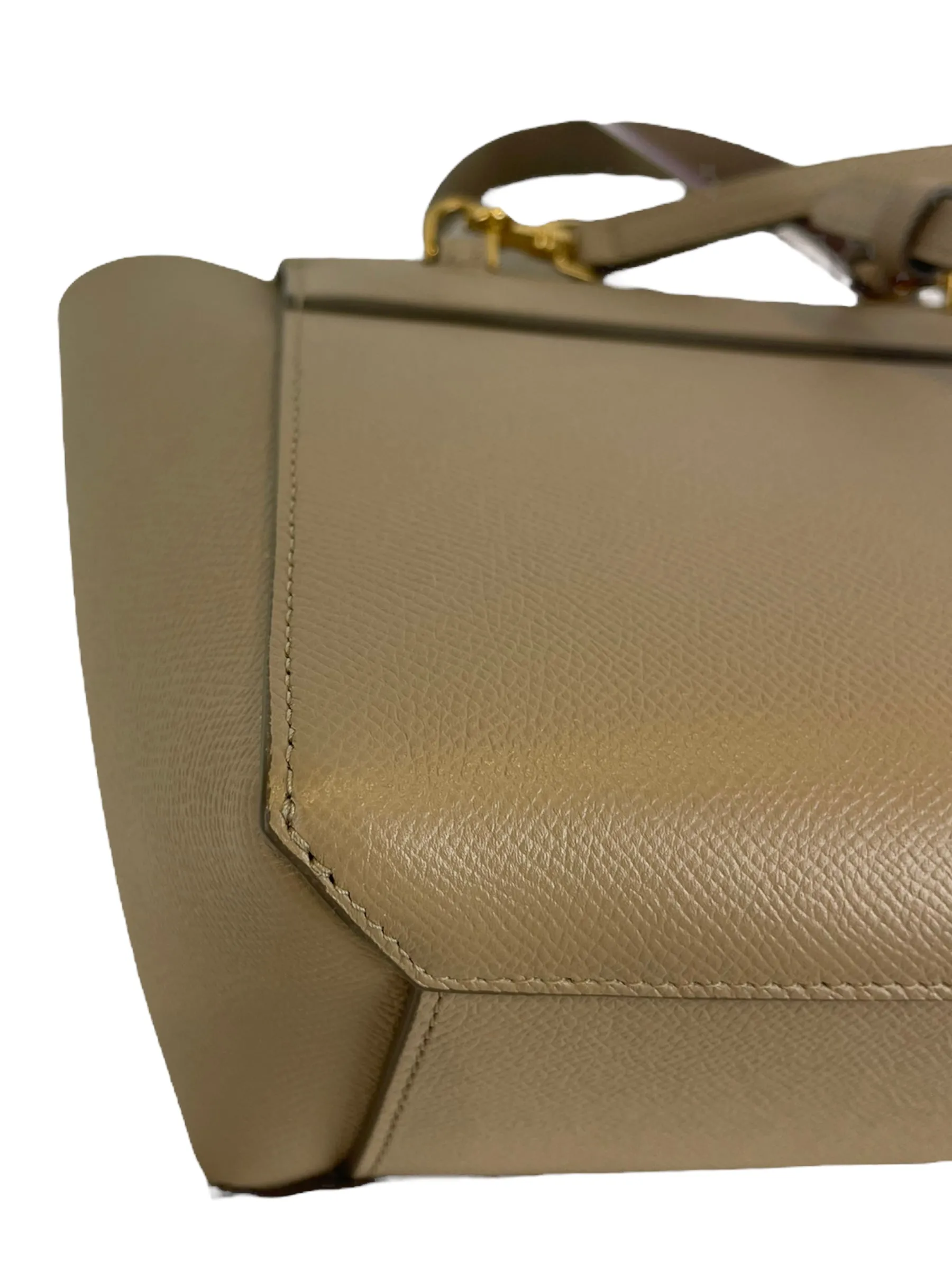 Celine Taupe Textured Calfskin Leather "Nano Belt" Bag