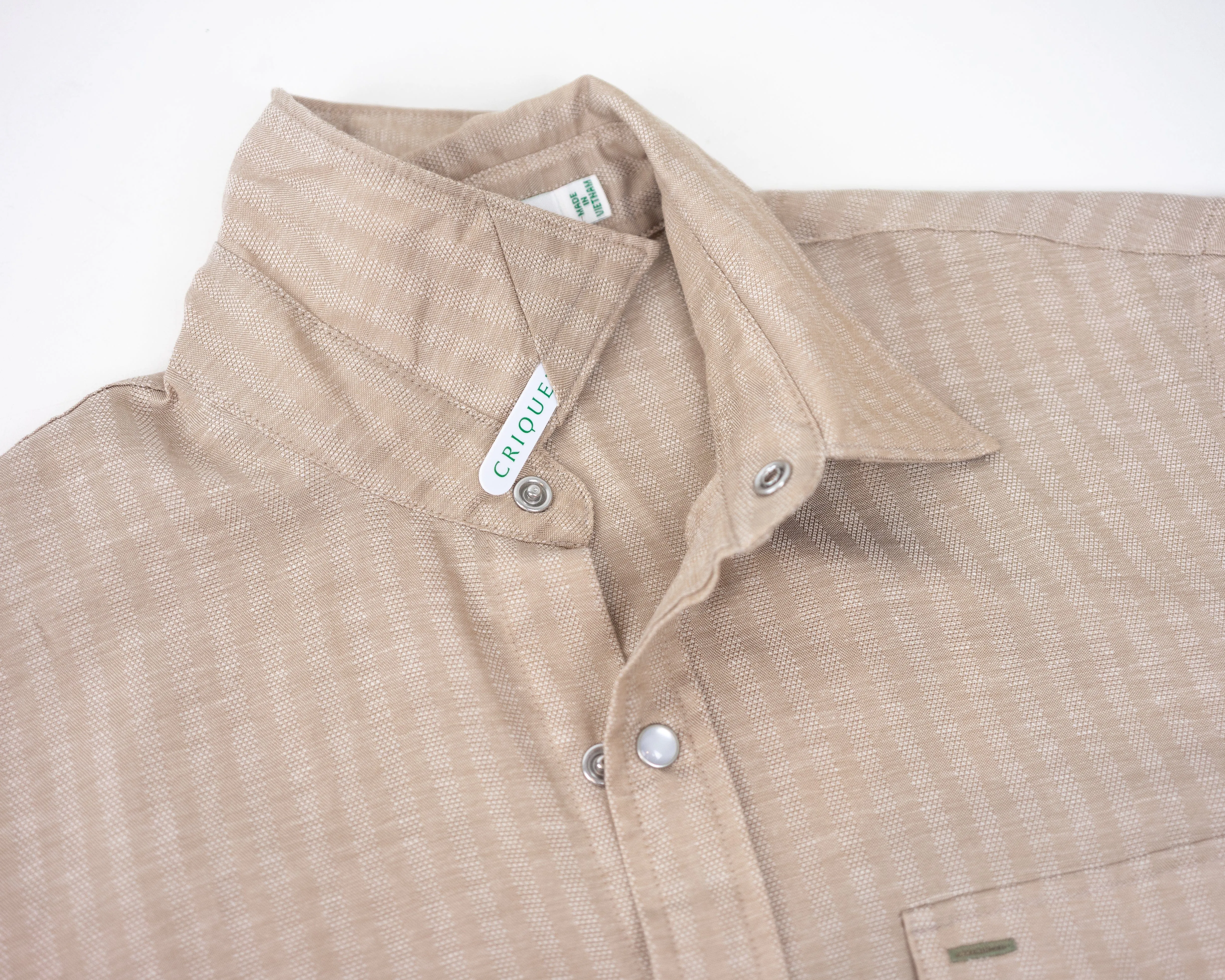 Chambray Stripe Pearl Snap - Natural